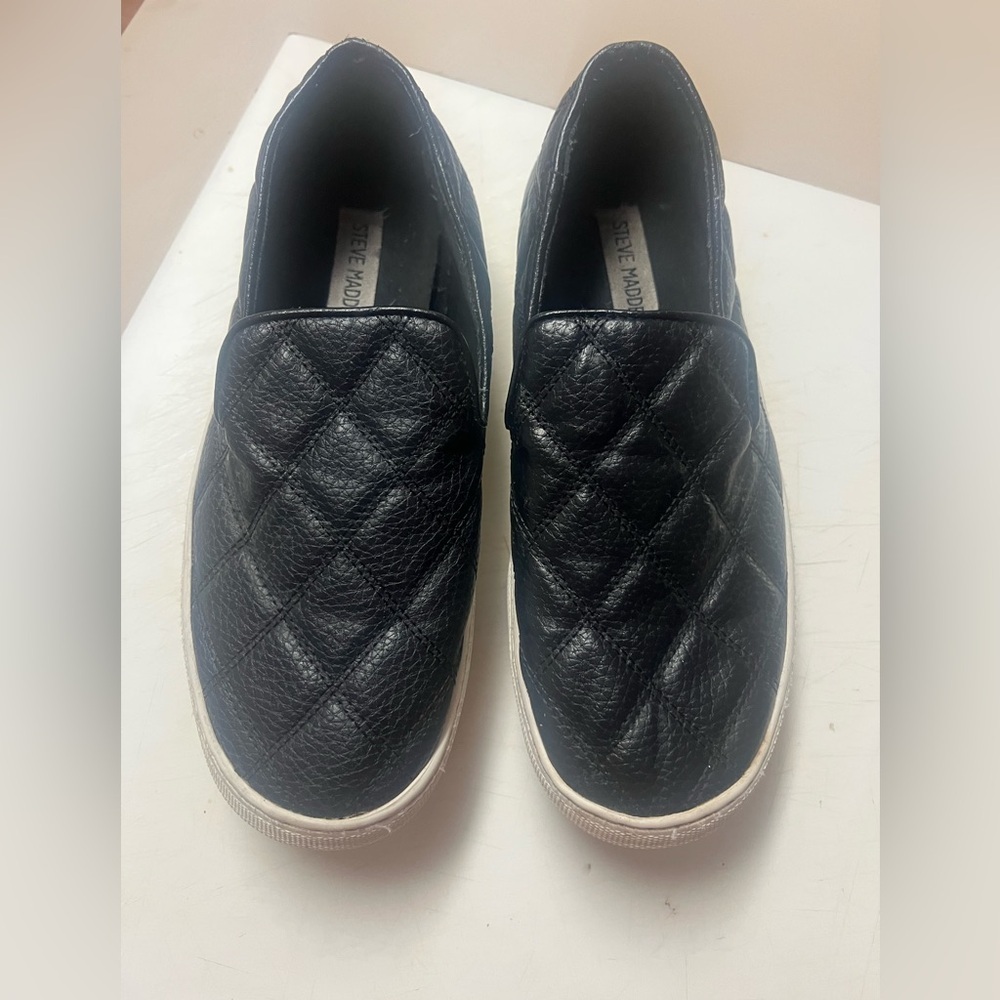 Steve Madden Black Quilted Slip-On Shoes